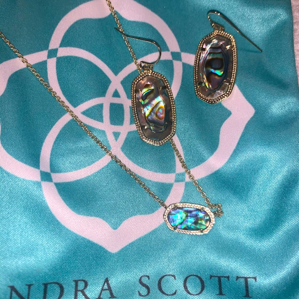 Kendra Scott Abalone necklace and Earrings